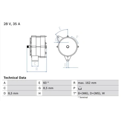 Bilde av BOSCH 0 986 035 910 Dynamo 28V 35A