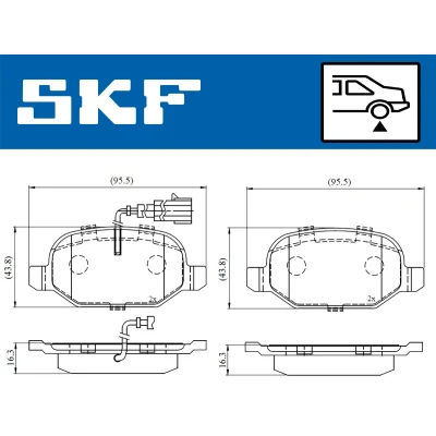 Bilde av SKF VKBP 90398 E Bremseklosser inkl. slitasjevarselkontakt