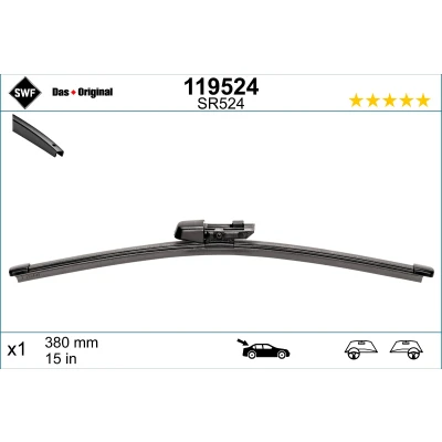 Bilde av Vindusvisker Swf Visioflex Rear 119524 375mm bak Rammeløs VOLKSWAGEN: Tiguan II, Touareg III