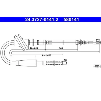 Bilde av ATE 24.3727 0141.2 Bremsekabel 1420 AUDI: 100 C4 Avant