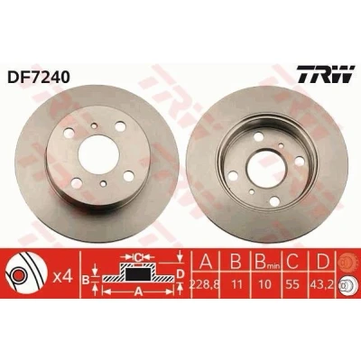 Bilde av TRW DF7240 Bremseskiver 229 11 4 100 fullt ut spraylakkert