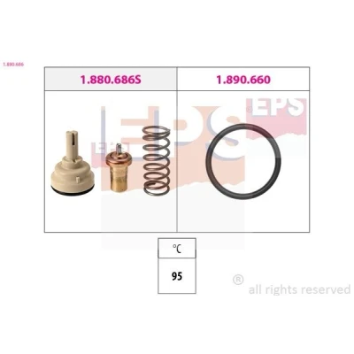 Bilde av EPS 1.880.686 Termostat 95 Made in Italy OE Equivalent med tetning, uten forbindelsesstykke VOLKSWAGEN: Passat B7 Variant, Tiguan I, Sharan II