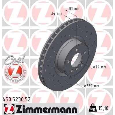 Bilde av MEYLE 53 15 521 0011/PD Bremseskiver framaksel 380 34 5 120 ventilert Sink lamell belagt LAND ROVER: Range Rover 3
