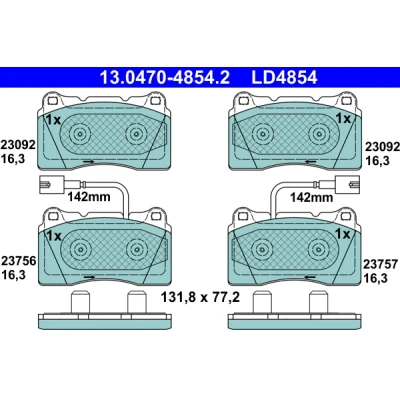 Bilde av ATE Ceramic 13.0470 4854.2 Bremseklosser inkl. slitasjevarselkontakt ALFA ROMEO: Giulietta Hatchback