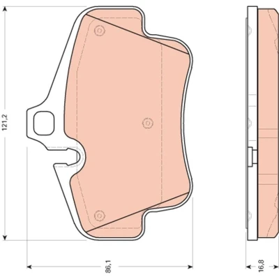 Bilde av TRW GDB1758 Bremseklosser klargjort for slitasjeindikator PORSCHE: 911 Coupé, Cayman, 718 Cayman Coupé