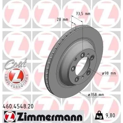 Bilde av ZIMMERMANN 460.4548.20 Bremseskiver 358 28 8/5 5 130 innvendig ventilert belagt høy karbon