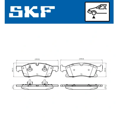 Bilde av SKF VKBP 80389 Bremseklosser klargjort for slitasjeindikator