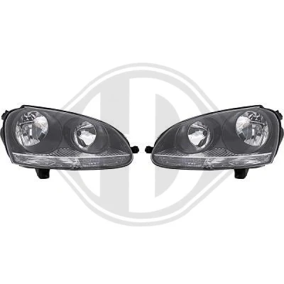 Bilde av DIEDERICHS HD Tuning 2214382 Frontlykter høyre H7/H7 svart VOLKSWAGEN: Golf 5, 5
