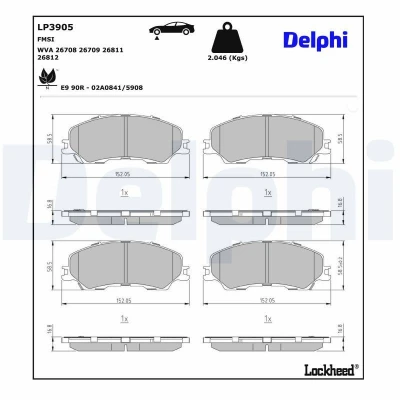 Bilde av Bremseklosser sett DELPHI LP3905