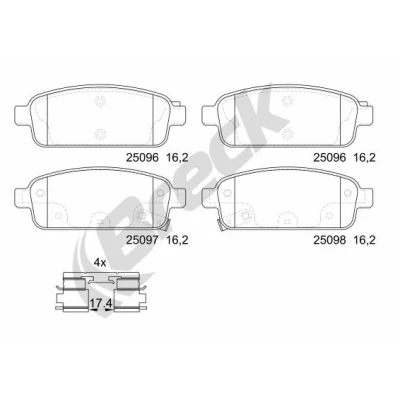 Bilde av BRECK 25096 00 704 20 Bremseklosser med akustisk slitasjevarsel tilbehør OPEL: Astra J Sports Tourer, Mokka / X, Zafira C Tourer