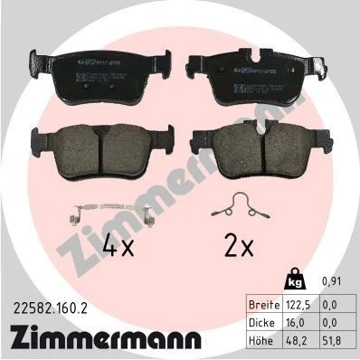 Bilde av ZIMMERMANN 22582.160.2 Bremseklosser klargjort for slitasjeindikator VOLVO: V90 II Stasjonsvogn, XC60 II, V60