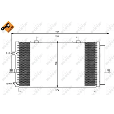 Bilde av NRF EASY FIT 35659 Kondensator med tørker, tetningsring 15,5 10,1 Aluminium 570 ROVER: 75
