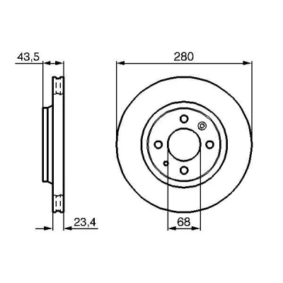 Bilde av BOSCH 0 986 478 375 Bremseskiver 280 23,5 4 108 ventilert, innvendig ventilert oljet SAAB: 9000 Hatchback