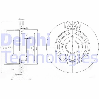 Bilde av DELPHI BG4034 Bremseskiver 290 26 5 ventilert oljet ubehandlet uten hjullager, ABS sensorring MITSUBISHI: Grandis