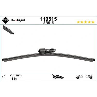 Bilde av Vindusvisker Swf Visioflex Rear 119515 280mm bak Rammeløs VOLKSWAGEN: Passat B6 Variant, B7 Alltrack, SKODA: Fabia 2