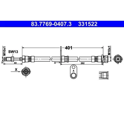 Bilde av ATE 83.7769 0407.3 Bremseslange 401 M10x1