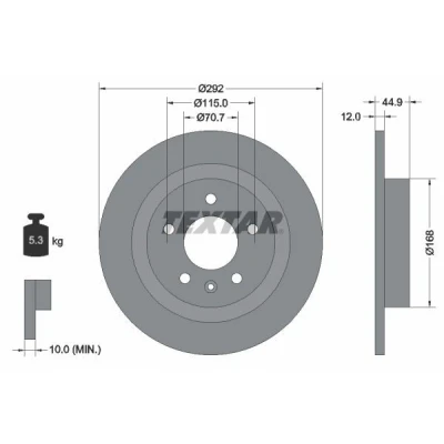 Bilde av TEXTAR PRO 92205703 Bremseskiver 292 12 05/06 115 fullt ut belagt uten hjulfestebolt, hjulnav OPEL: Astra J Sports Tourer, Hatchback