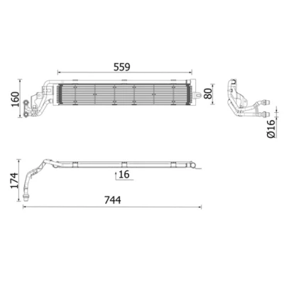 Bilde av MAHLE ORIGINAL CR 2697 000P Radiator Aluminium 559 80 16 med holder Kjøleribber loddet