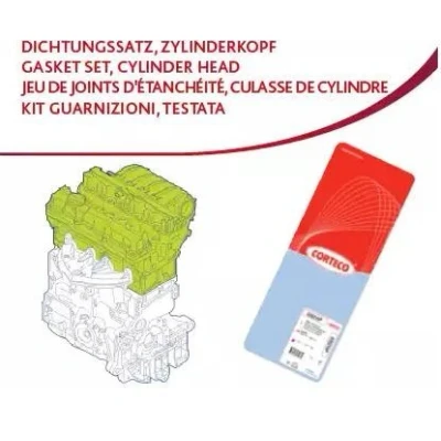 Bilde av CORTECO 418711P Tetningssett, sylindertopp med akseltetningsring kamaksel, uten sylinderhodetetning, ventilstangtetning PEUGEOT: 206 Hatchback