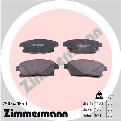 Bilde av ZIMMERMANN 25034.185.1 Bremseklosser med akustisk slitasjevarsel Bildet viser leveranseinnholdet OPEL: Zafira C Tourer, Astra J Sports Tourer