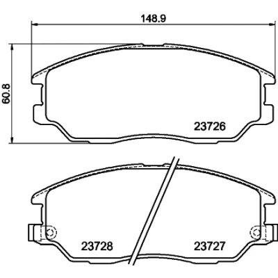 Bilde av HELLA 8DB 355 010 861 Bremseklosser med akustisk slitasjevarsel HYUNDAI: Terracan, SSANGYONG: RODIUS I, 2