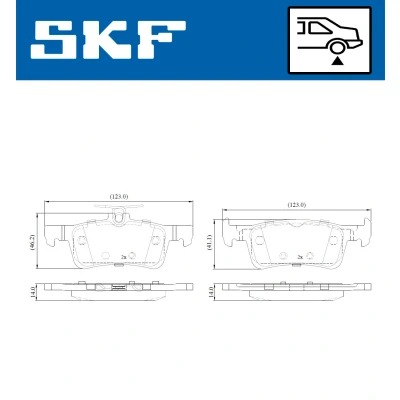 Bilde av SKF VKBP 90600 Bremseklosser ikke klargjort for slitasjeindikator