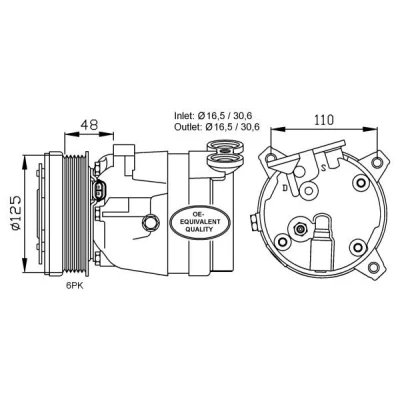 Bilde av NRF 32022 Kompressor V5 12 PAG 100 med kompressorlje, tetningsring