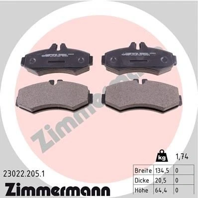 Bilde av ZIMMERMANN 23022.205.1 Bremseklosser klargjort for slitasjeindikator Bildet viser leveranseinnholdet MERCEDES BENZ: Vito Minibuss, V Klasse, Van