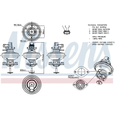 Bilde av NISSENS 98208 EGR Ventil med tetning BMW: 5 Touring, X3, Sedan