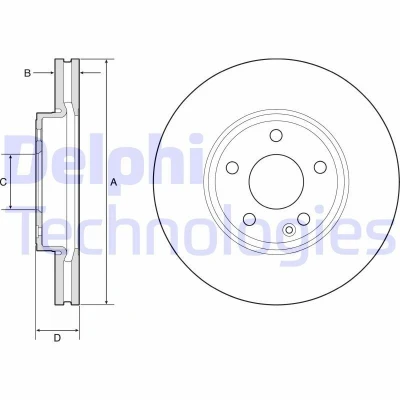 Bilde av DELPHI BG4788C Bremseskiver 295 28 5 ventilert belagt høy karbon uten hjullager, ABS sensorring MERCEDES BENZ: A Klasse, B CLA Coupé