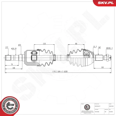 Bilde av Drivaksel, Framaksel høyre, venstre Esen skv 40SKV369 cadillac, opel, saab, vauxhall OE 12762089, 12771474, 12786415