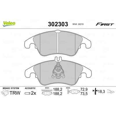 Bilde av VALEO 302303 Bremseklosser framaksel inkl. slitasjevarselkontakt med antihyle blikk FORD: Focus 2