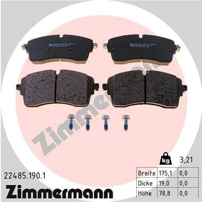 Bilde av ZIMMERMANN 22485.190.1 Bremseklosser klargjort for slitasjeindikator med skruer Bildet viser leveranseinnholdet LAND ROVER: Range Rover Evoque