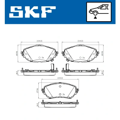 Bilde av SKF VKBP 80429 A Bremseklosser med akustisk slitasjevarsel TOYOTA: Auris Hatchback, Corolla XI Sedan