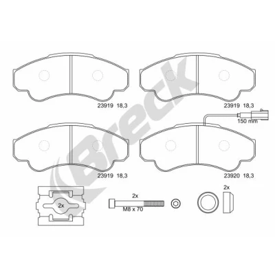 Bilde av BRECK 23919 00 703 10 Bremseklosser inkl. slitasjevarselkontakt, med integrert slitasjesensor tilbehør FIAT: Ducato II Flatvogn lastebil/Chassis