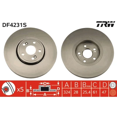 Bilde av TRW DF4231S Bremseskiver 324 28 5 108 ventilert spraylakkert RENAULT: ESPACE 4