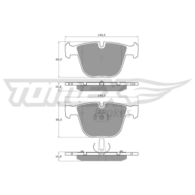 Bilde av TOMEX brakes TX 17 38 Bremseklosser bakaksel klargjort for slitasjeindikator BMW: X5, 3 Sedan, 5 Touring