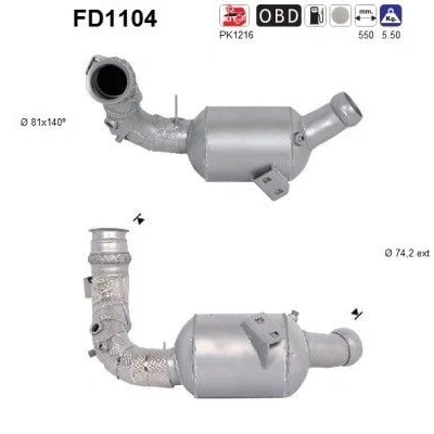 Bilde av AS FD1104 Partikkelfilter Euro 5 Cordierit MERCEDES BENZ: E Klasse T modell, C Sedan