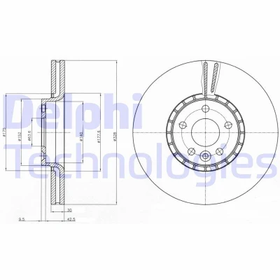 Bilde av DELPHI BG9085 Bremseskiver 328 30 5 ventilert oljet ubehandlet uten hjullager, ABS sensorring VOLVO: XC60 I