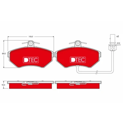 Bilde av TRW DTEC COTEC GDB1366DTE Bremseklosser inkl. slitasjevarselkontakt AUDI: A4 B7 Avant, B6 B5 VOLKSWAGEN: Passat GP Stasjonsvogn