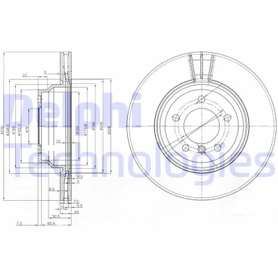 Bilde av DELPHI BG3959 Bremseskiver 330 24 5 ventilert oljet ubehandlet uten hjullager, ABS sensorring BMW: 3 Touring, Sedan, X1
