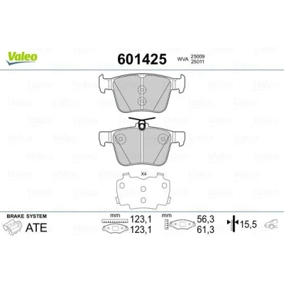 Bilde av VALEO 601425 Bremseklosser bakaksel med antihyle blikk VOLKSWAGEN: Tiguan II, GOLF 7, 6, AUDI: A3 Sportback, Sedan, TT Coupé, SKODA: Kodiaq
