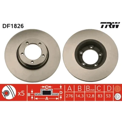 Bilde av TRW DF1826 Bremseskiver 276 14,3 5 105 fullt ut spraylakkert