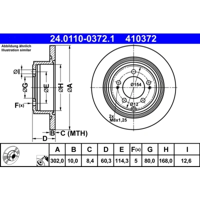 Bilde av ATE 24.0110 0372.1 Bremseskiver 302,0 10,0 5 114,3 fullt ut belagt legert / høykull JEEP: Patriot, Compass