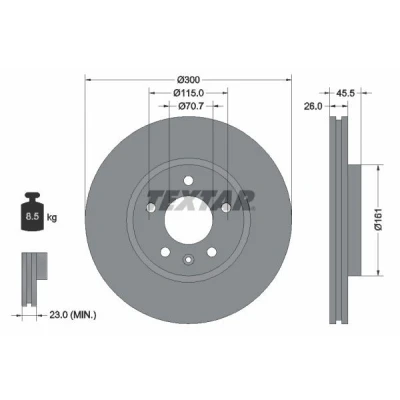 Bilde av TEXTAR PRO+ 92205605 Bremseskiver 300 26 05/06 115 innvendig ventilert belagt høy karbon uten hjulfestebolt, hjulnav OPEL: Astra J Sports Tourer