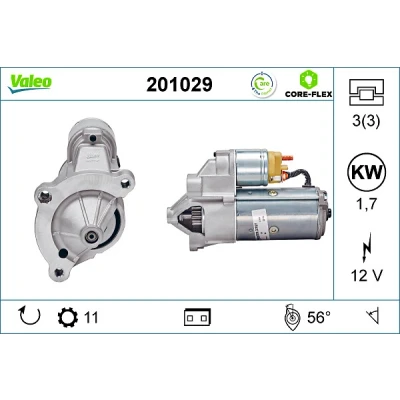 Bilde av VALEO 201029 Starter 12 1,7 11 PEUGEOT: Partner I Van, 206 Hatchback, 307 CITROËN: Berlingo / First