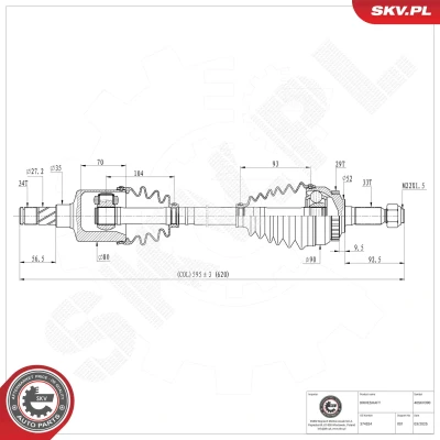 Bilde av Drivaksel, Framaksel venstre Esen skv 40SKV390 opel meriva a minibus, minivan, vauxhall OE 13116174, 374524