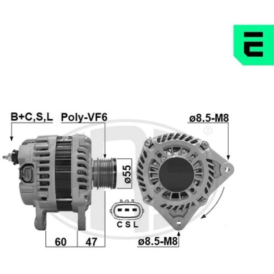 Bilde av ERA Generator 12V 150A B+C,S,L 55mm NISSAN: NV200 / Evalia Minibuss 209650A