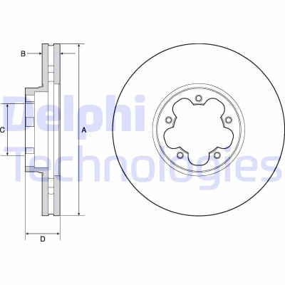 Bilde av DELPHI BG9142C Bremseskiver 308 31 5 ventilert belagt ubehandlet uten hjullager, ABS sensorring FORD: Transit V363 Van, Mk6 Minibuss