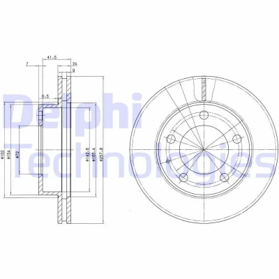 Bilde av DELPHI BG2779 Bremseskiver 258 24 5 ventilert oljet ubehandlet uten hjullager, ABS sensorring MAZDA: 626 IV Hatchback